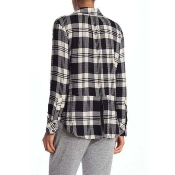 Cloth and Stone Split Back Button Down Plaid Top - Picture 6 of 10